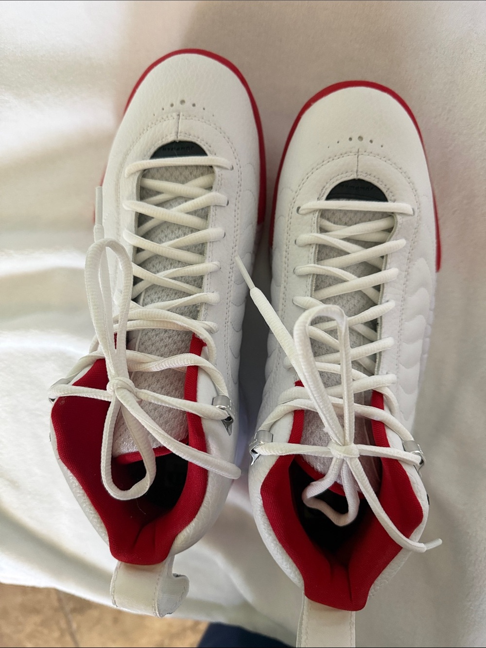 Men's Athletic High-Top Shoes in White and Red - Picture 2 of 10